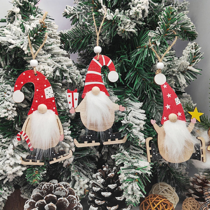 Holz-Weihnachtsanhänger Wichtel-Figuren
