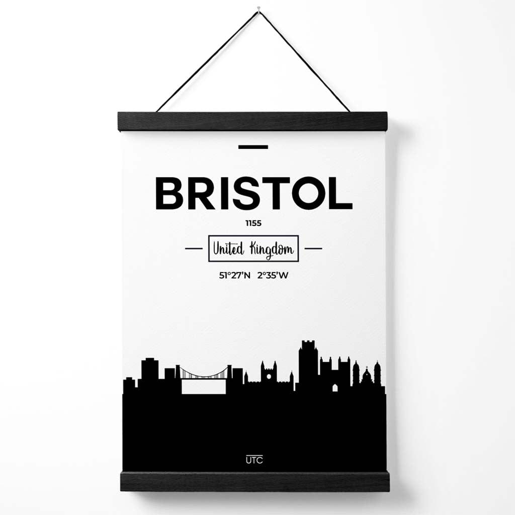 Bristol-Stadtbildposter (Schwarz-Weiß) mit Aufhänger