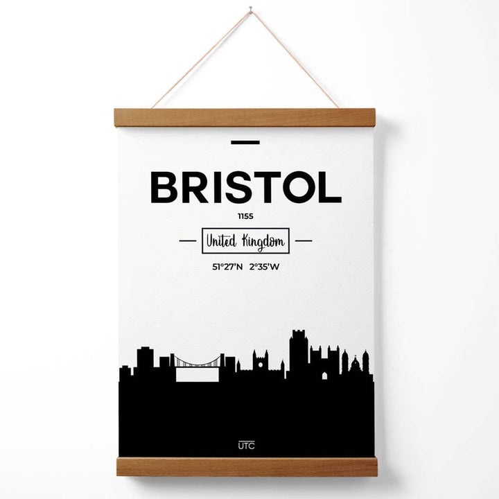 Bristol-Stadtbildposter (Schwarz-Weiß) mit Aufhänger