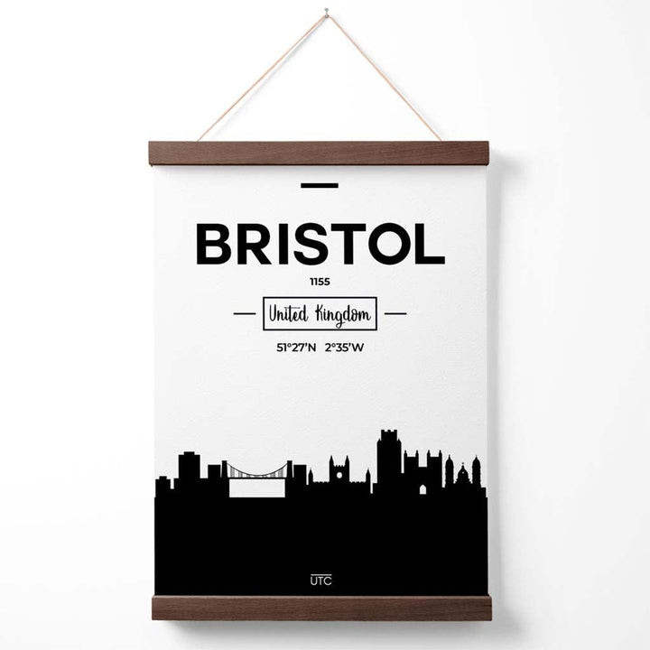 Bristol-Stadtbildposter (Schwarz-Weiß) mit Aufhänger