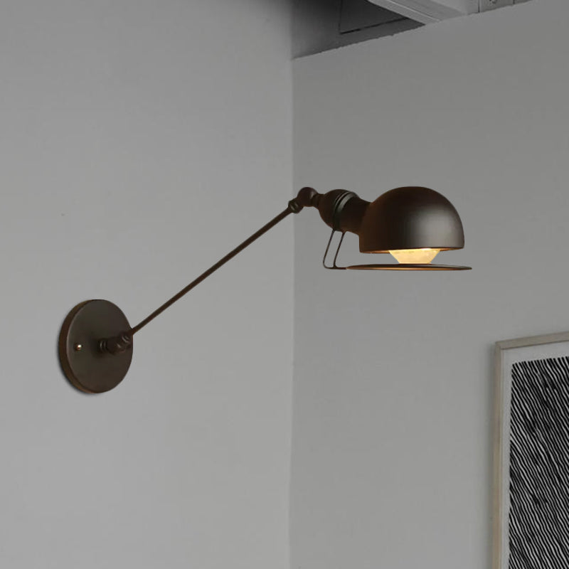 Vintage Industrial Bowl Wandlampe 1 Licht Eisen Wandlampe mit schwenkbarem Arm in Schwarz/Metall