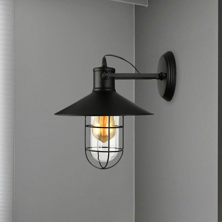1 Licht Klar Glas Wand Sconce Licht Traditionell Schwarz/Rost Käfig Kaffeehaus Beleuchtung Leuchte | Karnz