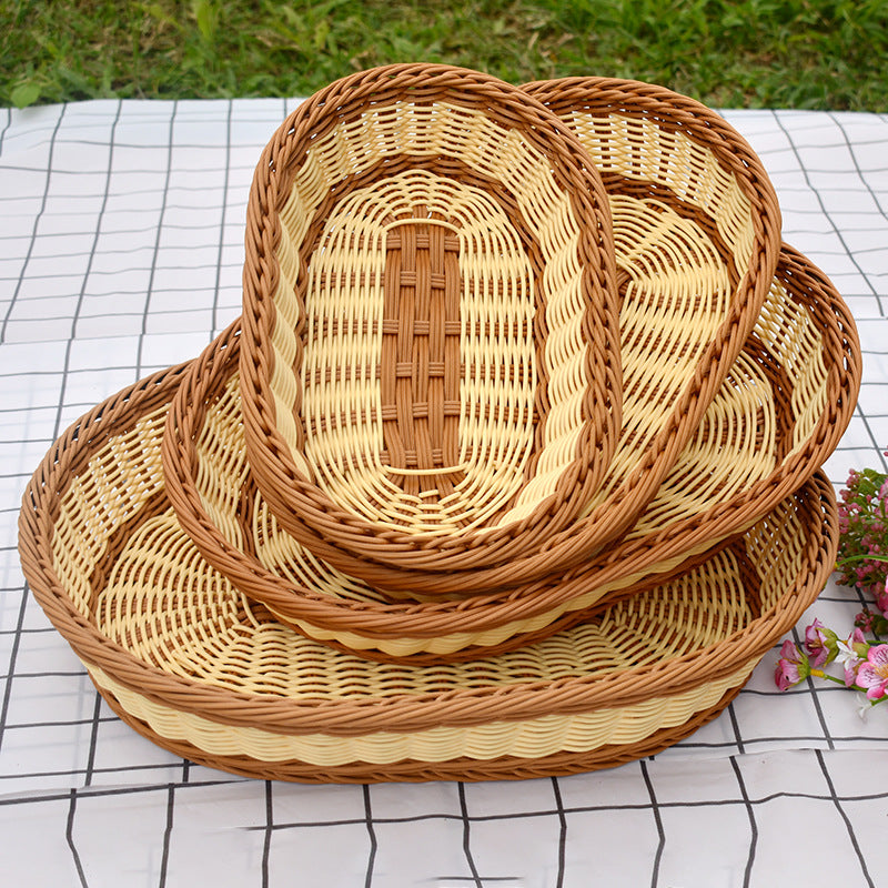 Handgefertigte ovale Rattan-Aufbewahrungskörbe Set Karnz