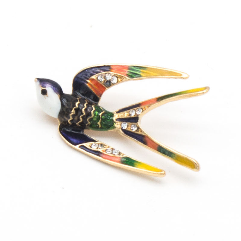 Emaillierte Vogel Brosche Karnz