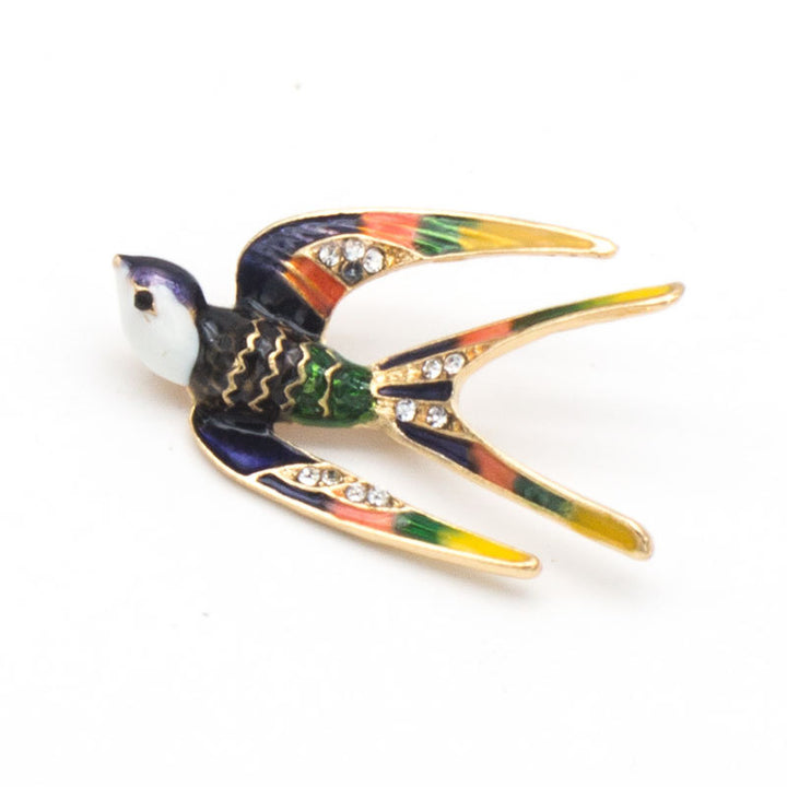 Emaillierte Vogel Brosche Karnz