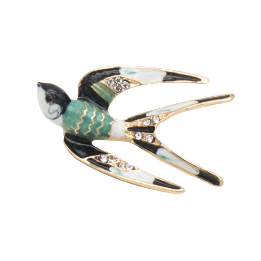 Emaillierte Vogel Brosche Karnz