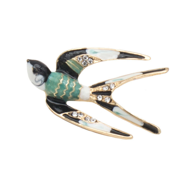 Emaillierte Vogel Brosche Karnz