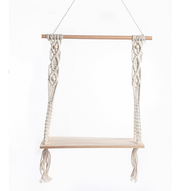 Macramé Schweberegal mit Holzakzenten Karnz