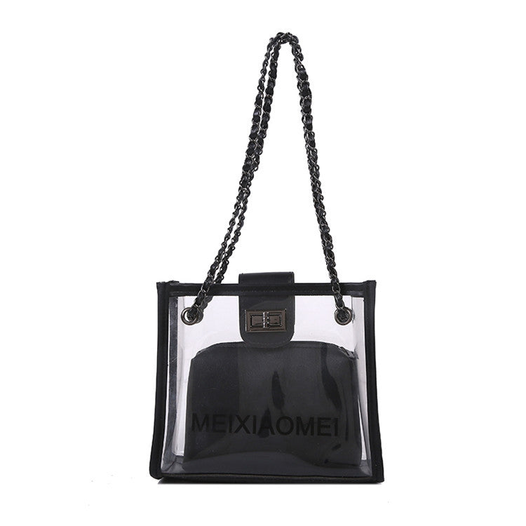 Transparente PVC-Tote-Tasche mit Kettengriffen