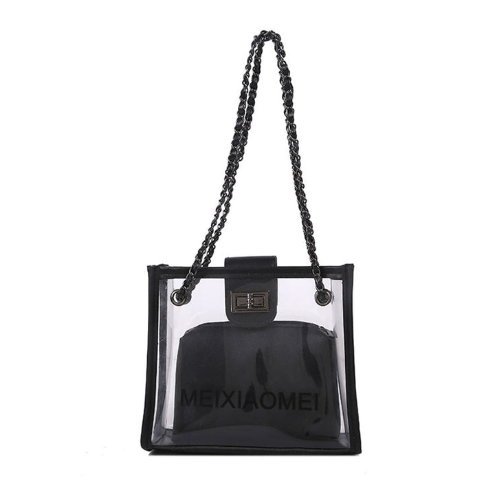 Transparente PVC-Tote-Tasche mit Kettengriffen