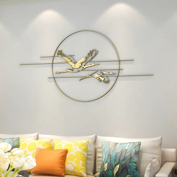 Elegante Metall Storch Wandkunst Karnz