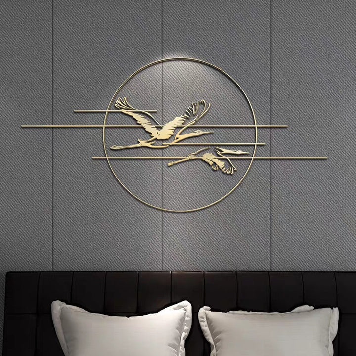 Elegante Metall Storch Wandkunst Karnz