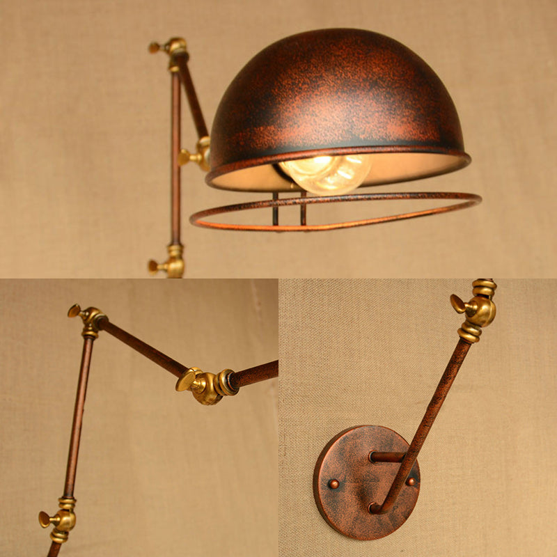 Vintage Industrial Bowl Wandlampe 1 Licht Eisen Wandlampe mit schwenkbarem Arm in Schwarz/Metall