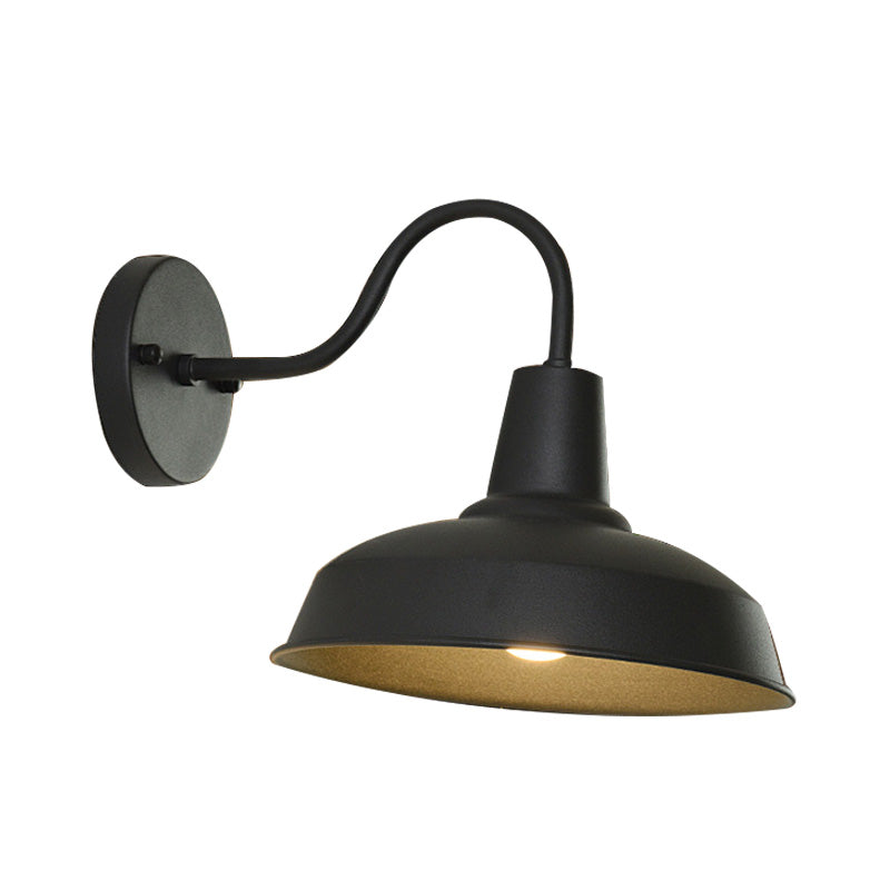 Farmhouse Barn Wand Sconce Beleuchtung 1 Glühbirne Metall Wandlampe mit Gänseneckarm in Schwarz für Veranda | Karnz