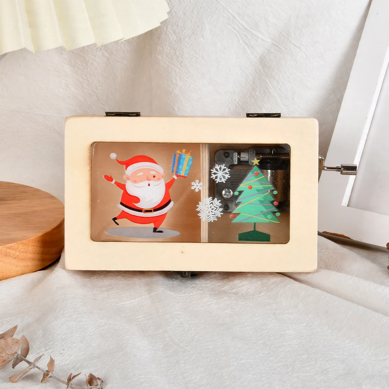 Holz-Spieluhr mit Handkurbel, modernes Design