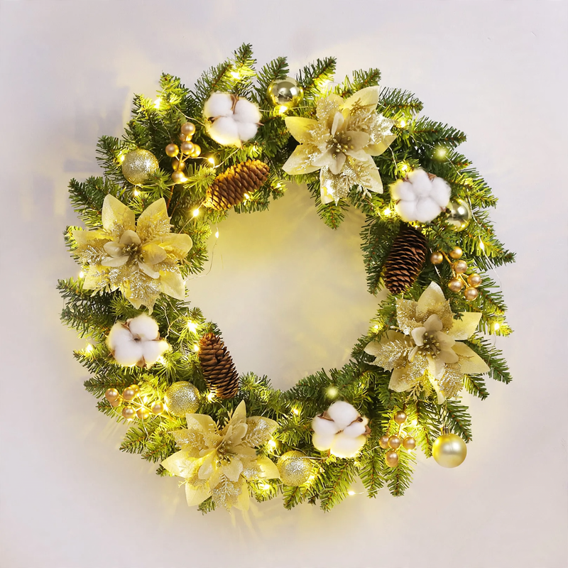 Weihnachtskranz mit Kugeln und Blumen, verschiedene Größen