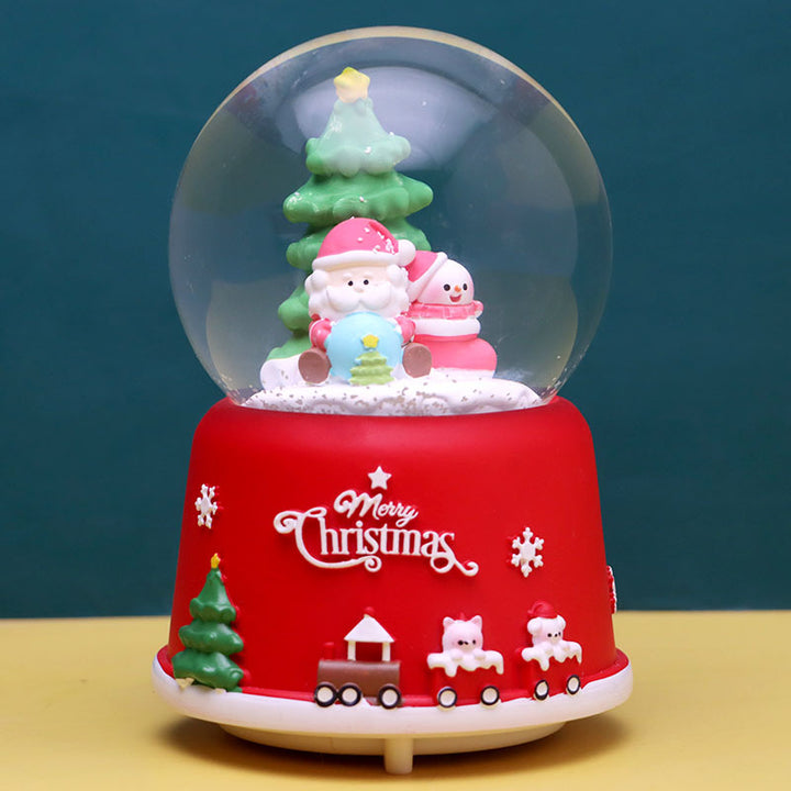 Weihnachtliche Schneekugel mit Musik und Licht