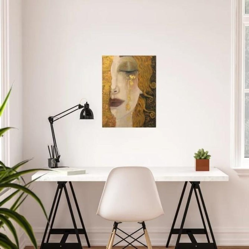 Goldene Tränen der Frau - Leinwandbild