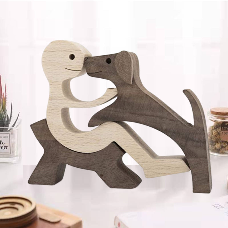 Geschenk Für Tierliebhaber - Holzskulptur Tischornamente - Die Liebe Zwischen Dir Und Deinem Fellfreund | Karnz