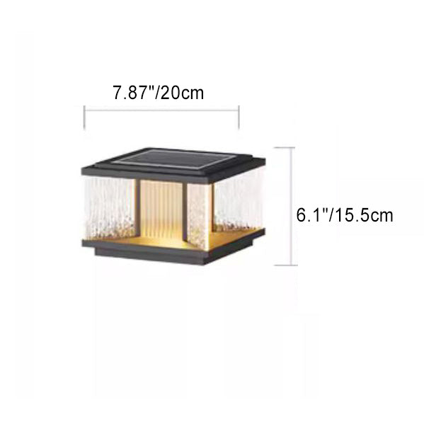 Moderne Einfachheit Aluminium Quadrat Wasser-gewelltes Glas LED wasserdichte Solar Pfostenlampe Rasenlicht für Garten | Karnz