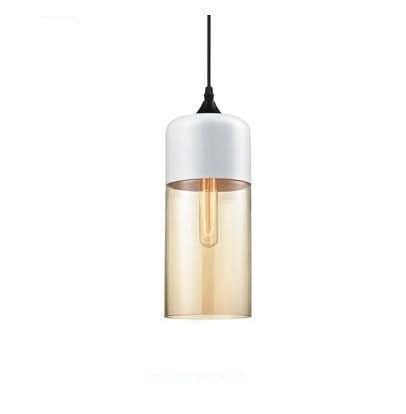 Handgeblasene Pendelleuchte aus Glas und Holz, verstellbar