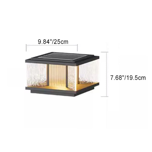 Moderne Einfachheit Aluminium Quadrat Wasser-gewelltes Glas LED wasserdichte Solar Pfostenlampe Rasenlicht für Garten | Karnz
