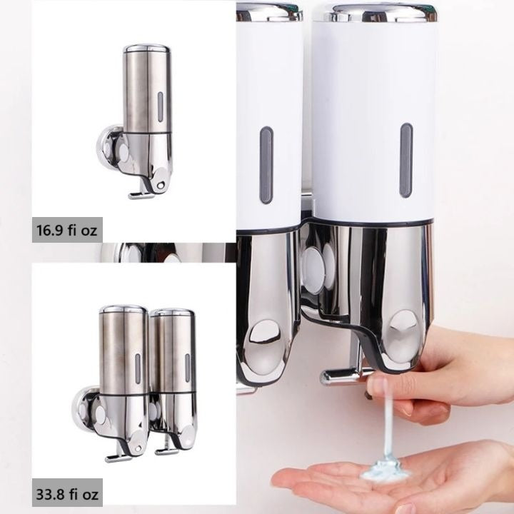 Wandseifenspender | SudsStation Badezimmer-Organizer | Edelstahl & ABS | 500 ml | Set mit 1–3 Stück