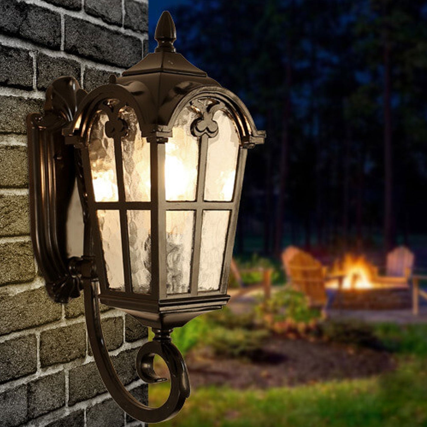 Europäische Retro-Wandlaterne aus Glas und Aluminium, wasserdicht, für den Außenbereich, 1-flammig