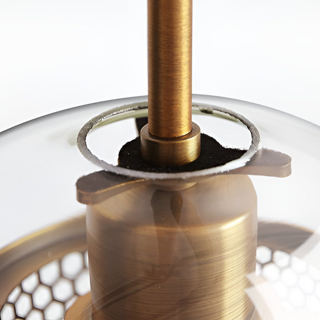 Vintage Industrie Hängelampe mit rundem Glas und Gold – LED Pendelleuchte für Esszimmer und Wohnzimmer | Karnz