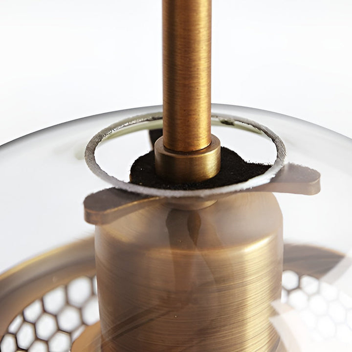 Vintage Industrie Hängelampe mit rundem Glas und Gold – LED Pendelleuchte für Esszimmer und Wohnzimmer | Karnz