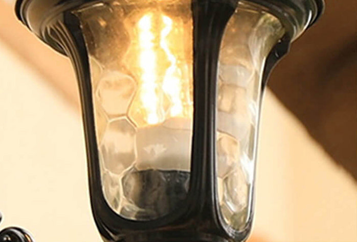 Europäisches Retro-Wasserfest Steinmuster Glaslampenschirm 1-Licht Außenwandleuchte | Karnz