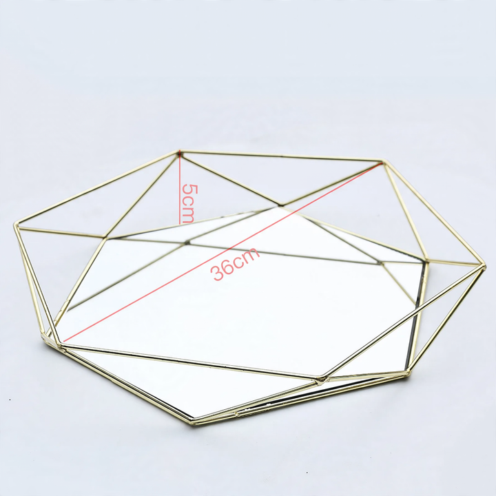 Geometrisches Metall-Spiegeltablett, europäisch