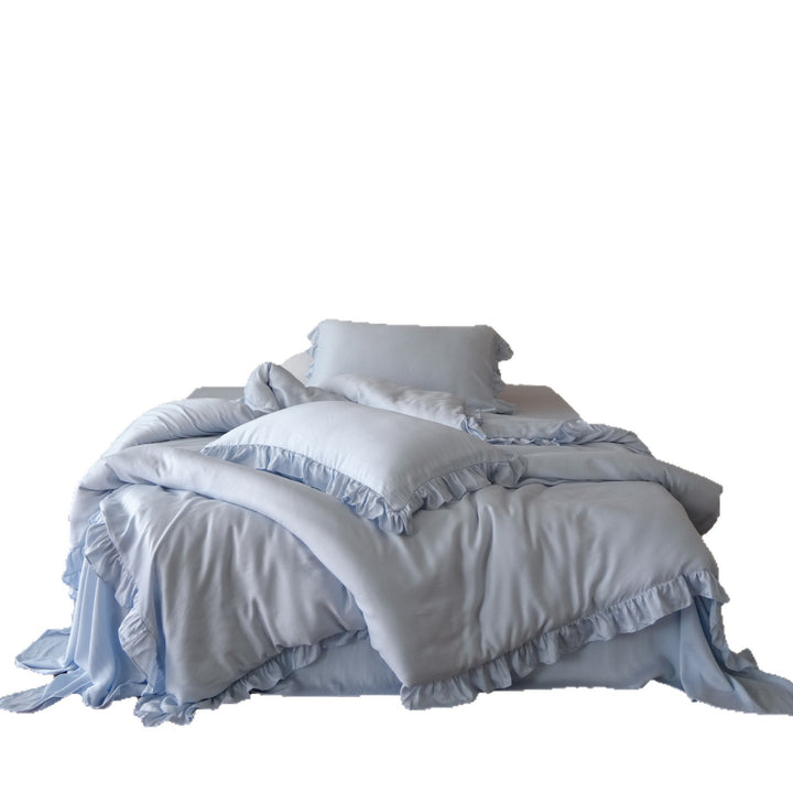 Tencel-Bettwäsche-Set, 4-teilig, mit Rüschen