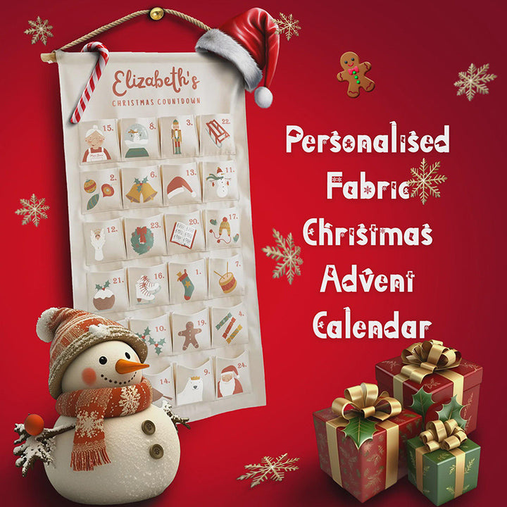 Personalisierbarer Adventskalender aus Stoff, 24 Taschen