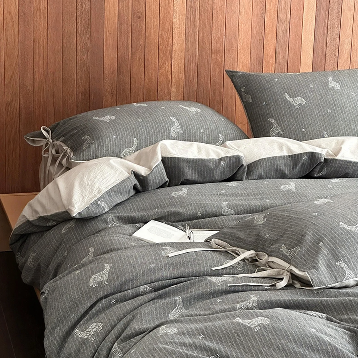 Baumwoll-Leinen-Bettwäsche-Set mit Cartoon-Muster