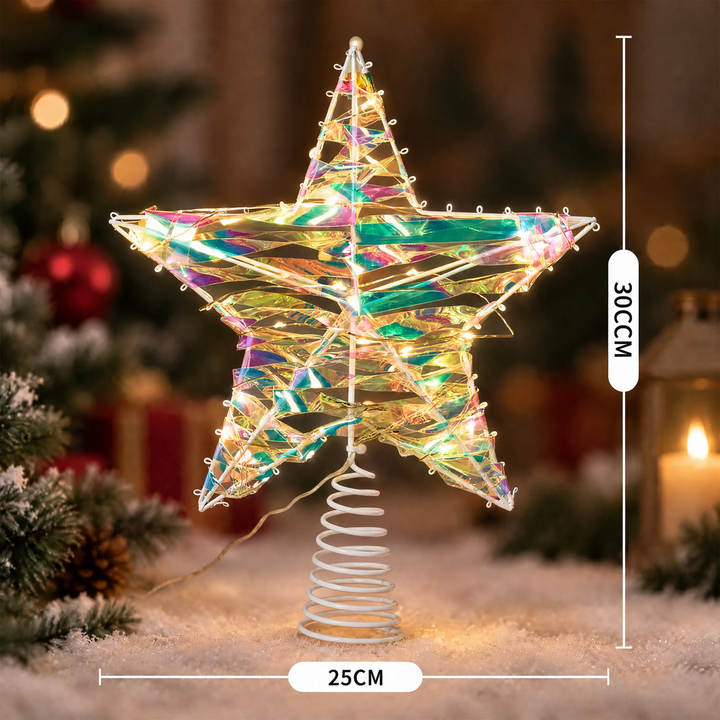 LED-Weihnachtsbaumspitze, Stern aus Eisenkunst