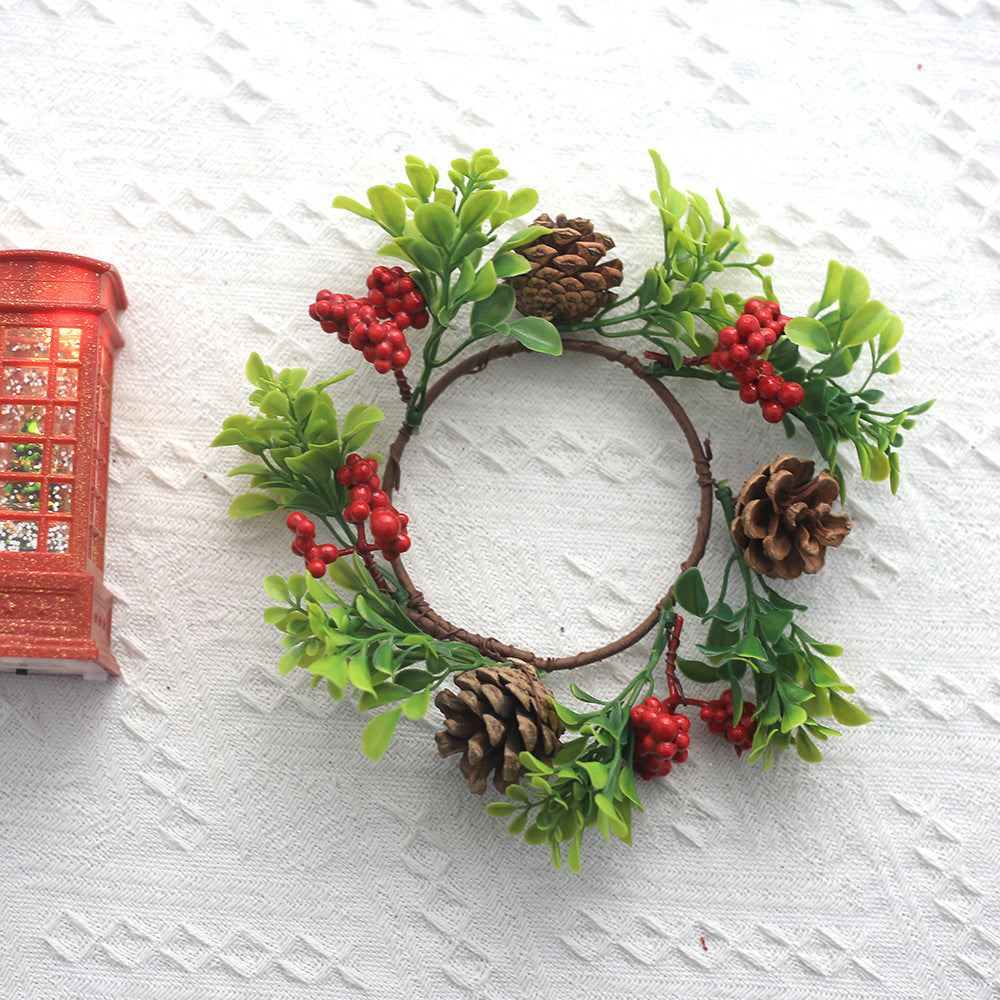 Weihnachtlicher Kerzenkranz mit Tannenzapfen, 18 cm