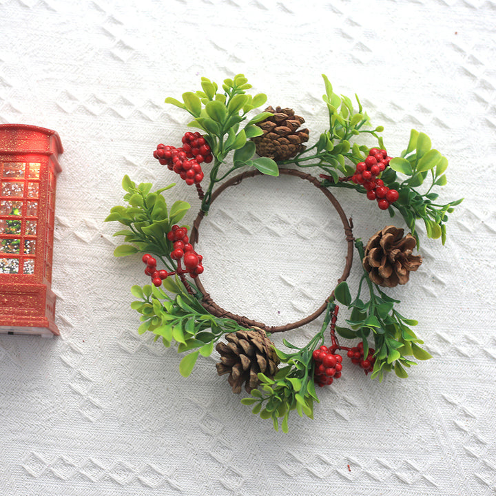 Weihnachtlicher Kerzenkranz mit Tannenzapfen, 18 cm