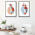 Set aus 2 Kunstdrucken mit geometrischem Erdbeermotiv in Blau und Orange