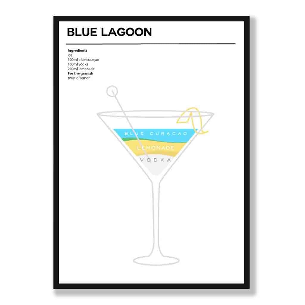 Blauer Lagune - Minimales Cocktail-Poster
