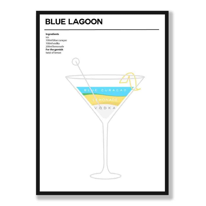 Blauer Lagune - Minimales Cocktail-Poster