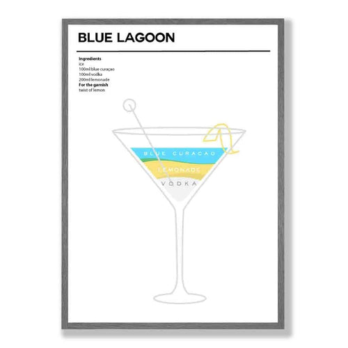 Blauer Lagune - Minimales Cocktail-Poster