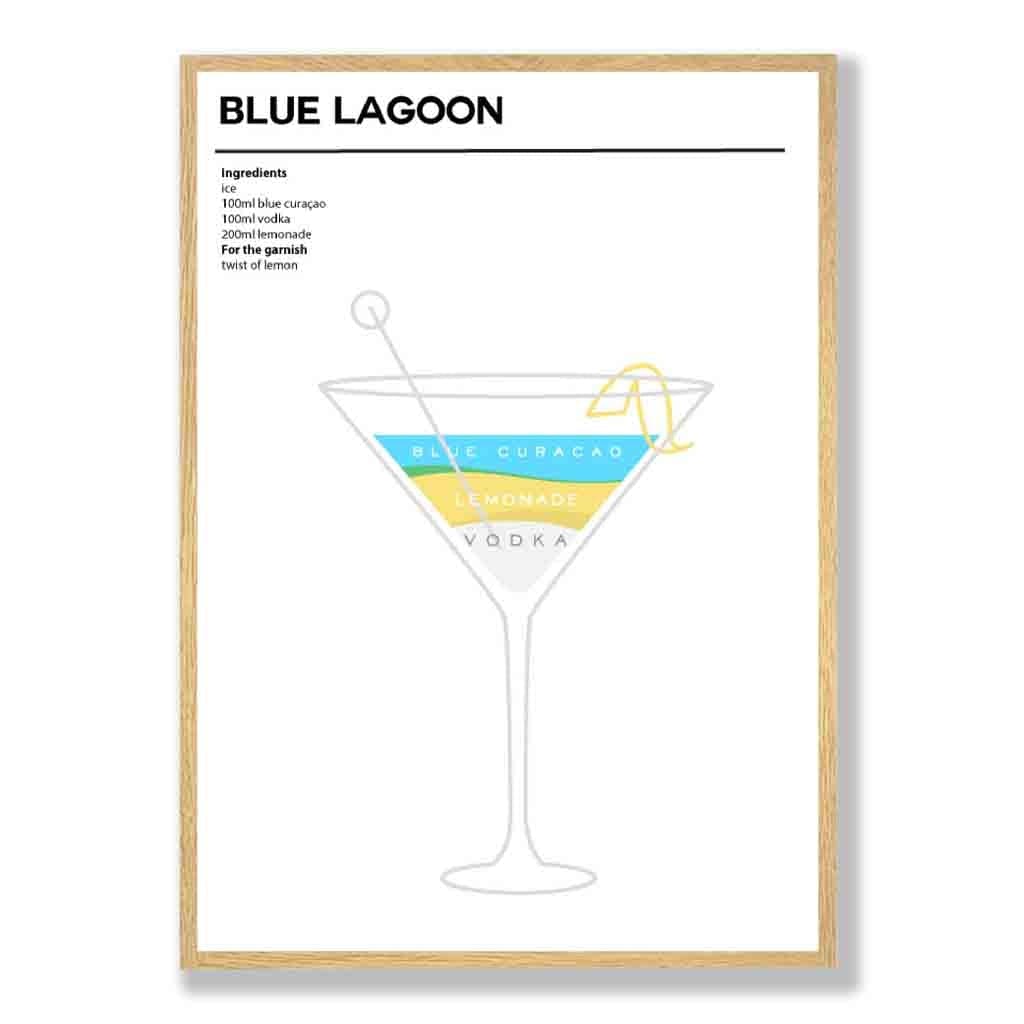 Blauer Lagune - Minimales Cocktail-Poster
