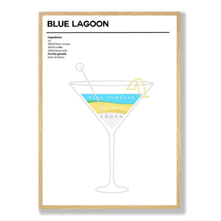 Blauer Lagune - Minimales Cocktail-Poster