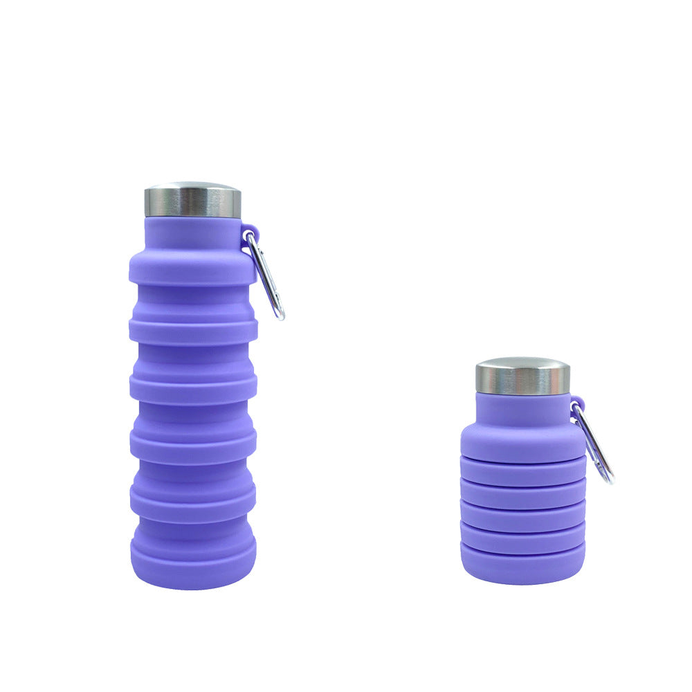 Damen praktische und kompakte Silikon-Trinkflasche mit Karabiner und Edelstahlverschluss Karnz