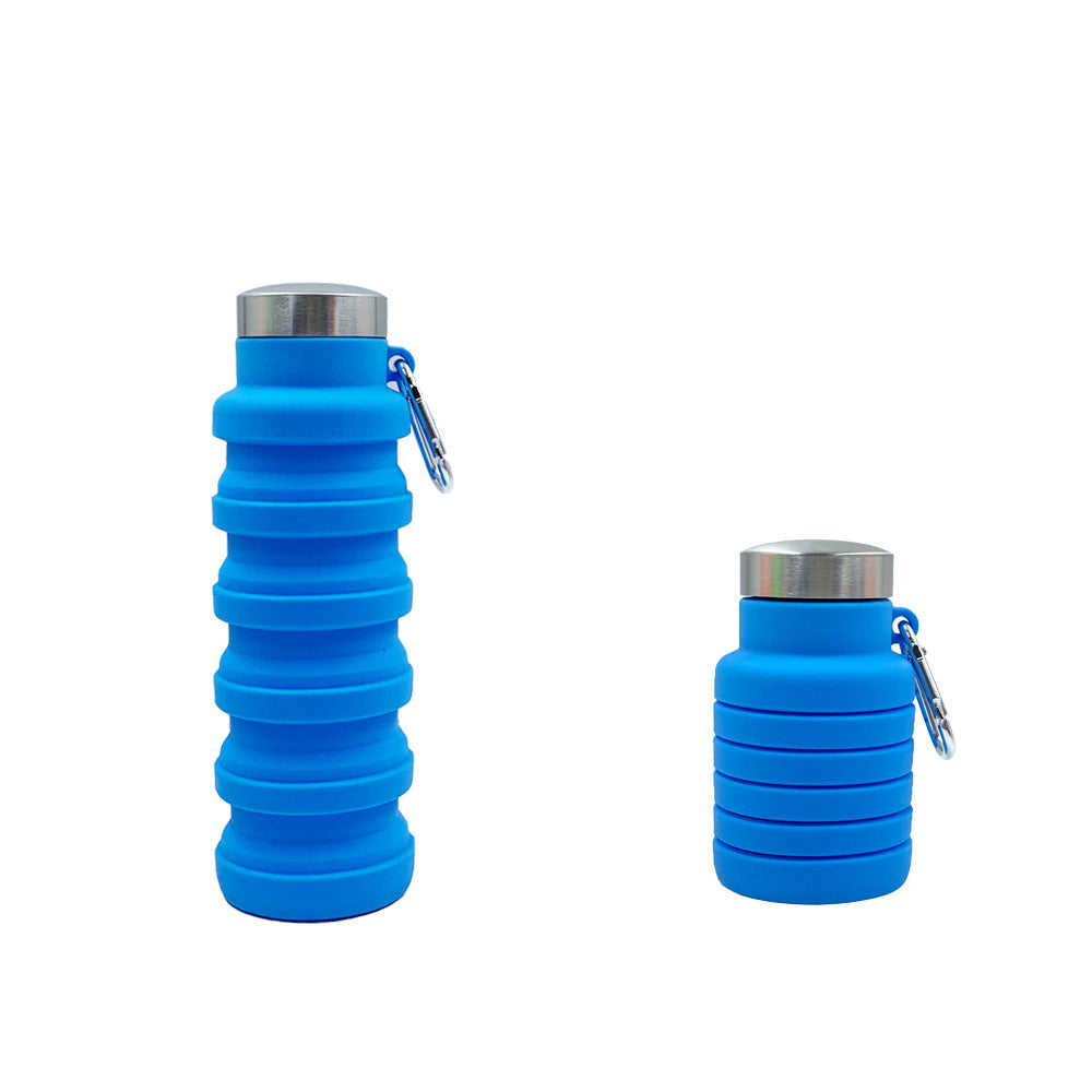 Damen praktische und kompakte Silikon-Trinkflasche mit Karabiner und Edelstahlverschluss Karnz