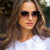Damen trendige quadratische Sonnenbrille mit luxuriösem Metallrahmen Karnz