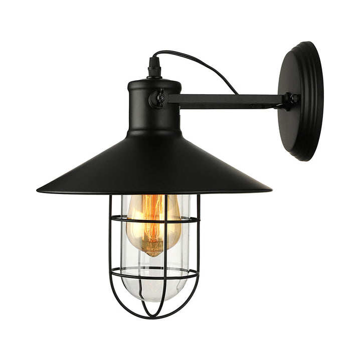 1 Licht Klar Glas Wand Sconce Licht Traditionell Schwarz/Rost Käfig Kaffeehaus Beleuchtung Leuchte | Karnz