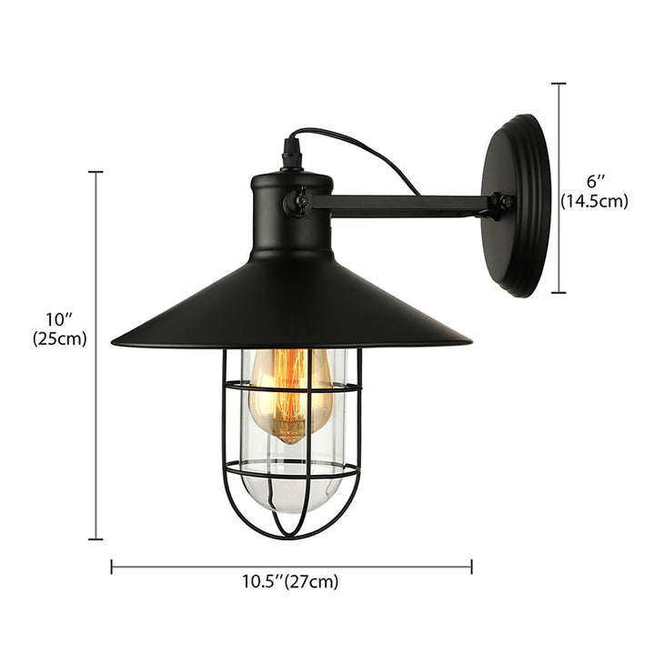 1 Licht Klar Glas Wand Sconce Licht Traditionell Schwarz/Rost Käfig Kaffeehaus Beleuchtung Leuchte | Karnz