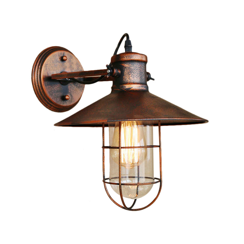1 Licht Klar Glas Wand Sconce Licht Traditionell Schwarz/Rost Käfig Kaffeehaus Beleuchtung Leuchte | Karnz